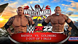 WWE2K22: Batista vs. Goldberg at 'WRESTLEMANIA'. (Legend Difficulty). {Epic Gameplay}.