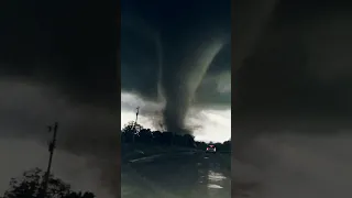 INTENSE EF-4 tornado passes VERY close by as it crosses the road, filmed in southern Oklahoma.