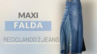 Maxi falda reciclando 2 jeans