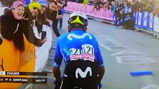 Et 15 Giro de Italia 2024, Tadej Pogacar ganador, Nairo Quintana Segundo puesto.Img Cnl Caracol Tv.