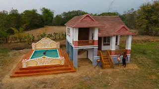 How to Build a Modern Two Story House with a Swimming Pool and a Beautiful Seating Area (Full Video)