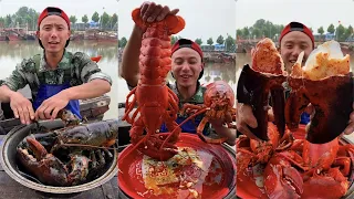 Fisherman Dagang ate a lobster as big as a corgi and a pot of seafood#yummy #seafoodboil #seafood