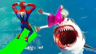 Scary Teacher 3D - Spiderman and Miss'T in Shark Pool, House Pranks - Game Animation