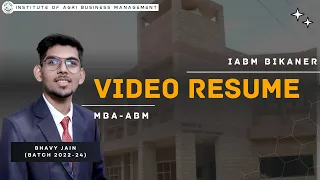 Mr. Bhavy Jain (22-24)|| Video Resume || IABM Bikaner