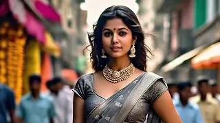 [4K] Indian Model in Gray saree ON THE STREET  CUTOUT | AI LOOKBOOK
