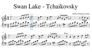 Swan Lake - Easy Piano Sheet Music (Tchaikovsky)