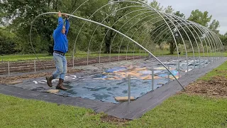 Bootstrap Farmer DIY hoop house video#3  Bending poles and install....