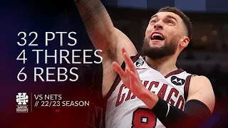 Zach LaVine 32 pts 4 threes 6 rebs vs Nets 22/23 season