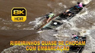 RIBEIRINHOS QUASE SE CHOCAM COM  EMBARCAÇÃO NO RIO AMAZONAS