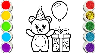 kids bear 🐻 cute birtahday baby drawing  ! step by step cute bear drawing # kidsarttutorial !