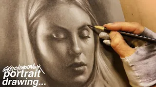 A Portrait Drawing in GRAPHITE & White CHALK - Sketchendeavour Continues! S2 Ep2