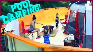 ⛺Camping in a Swimming Pool!! | Sam & Nia