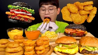 ASMR 치즈 불닭소스에 버거킹 와퍼🍔 치킨너겟 어니언링 먹방~!! BugerKing Whopper With Spicy Cheese Sauce Onion Ring MuKBang!