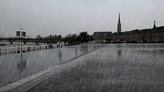 RAIN WALK Walking in heavy rain / Intense Rain sound / docks in Bordeaux 4k / Nov 14 2019