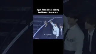 Hyun, Binnie and Han reacting Demi Lovato  "Heart attack"...#straykids #demilovato #hyunjin #han