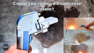 Cleaning a Massive and Ugly Stain on the Concrete Floor with A Laser Cleaner Machine