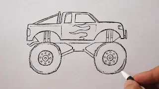 How to draw a Monster Truck Easy - Part #1