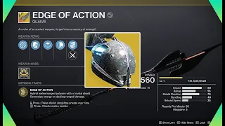 Edge of action titan exotic glaive showcase with new rework and helm of saint-14