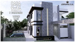Modern House Design | 3 storeys (Casa 9x14 metros)  with basement