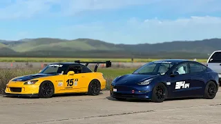 Honda S2000 vs. Tesla M3P | 2024 ProSolo Crows