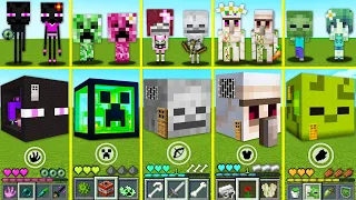 FAMILY CHILDREN MOBS MOVED INTO HOUSES IN MINECRAFT GOLEM ZOMBIE CREEPER ENDERMAN SKELETON HOW PLAY