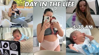 A Day in the Life with a NEWBORN! what to expect, exclusively pumping + postpartum recovery!