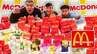 100 MCDONALD'S HAPPY MEALS IN 10 MINUTES CHALLENGE (Happy Meal Surprise Toys)