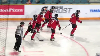 Noah Dobson scores for Canada at World Junior Showcase in Kamloops, August 2/2018