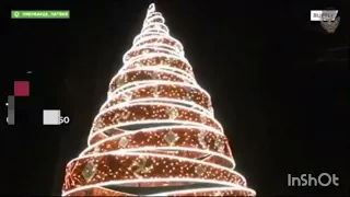 В городе Лиелварде, в центр части Латвии установили главную новогоднюю елку, украшенную  свастикой.