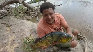 PEACOCK BASS (lukanani) CATCH FILLET and ROAST in the OUTDOORS.