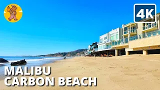Carbon Beach Walking Tour Malibu CA | {4k} 🔊 Binaural Sound