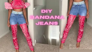 Diy #bandana jeans with ruffled sleeved top