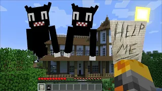 Minecraft GIANT CARTOON CAT APPEARS IN OUR HOUSE IN MINECRAFT / DON'T GET CLOSE TO CARTOON CAT!! Mod