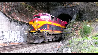 BIG CPKC Intermodal train with two Kansas City Southern DPU's in the Fraser Canyon!