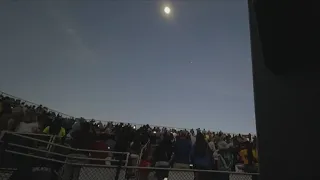 Crowd goes wild in Carbondale, Illinois for total solar eclipse