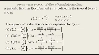 A periodic function f(x) of period 2π is defined as f(x)= {(-1,    for [-π, 0] and 1, for [0, π]