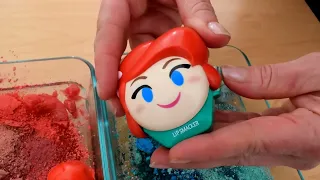 Little Mermaid Red Coral vs Teal - Mixing Makeup Eyeshadow Into Slime ASMR