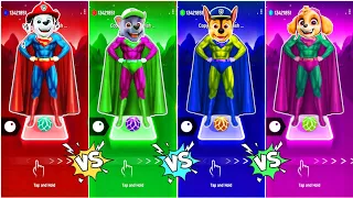 Paw Patrol Superheroes Team : Marshall Vs Rocky Vs Chase Vs Skye || Tiles Hop EDM Rush 🎯 🎯