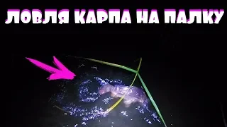 Ловля карпа на палку ночью! Примитивная снасть