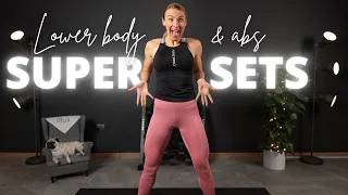 LOWER BODY & ABS SUPERSETS | 30 min Leg Workout with Dumbbells