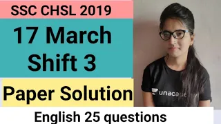 SSC CHSL 2019 Paper Solution English!! #SSC paper solution (17 March Shift -3) #English