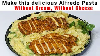 Alfredo Pasta | White Sauce Pasta Without Cheese |