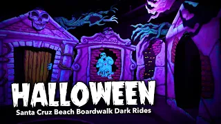 HALLOWEEN - Santa Cruz Beach Boardwalk Dark Rides and MORE   4K