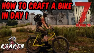 Crafting a Bicycle Day 1 | 7 Days To Die | Alpha 18 | Bike Building | Making A Bicycle