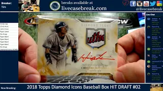 2018 Topps Diamond Icons Baseball Box HIT DRAFT #02