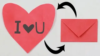 DIY Heart Shape Secret Message Card Envelope for Valentine - Very Easy to Make Surprise Envelope