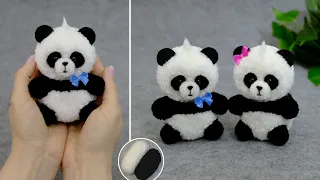 I love pandas very much😍I made myself a panda out of pom-poms🐼How to make the perfect pom-pom🧶