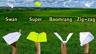 best 4 different flying plane, best paper helicopter toy, top 4 new flying ideas,swan boomer zigzag