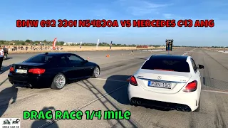 BMW e92 330i N54B30A vs MERCEDES C43 AMG drag race 1/4 mile 🚦🚗 - 4K UHD