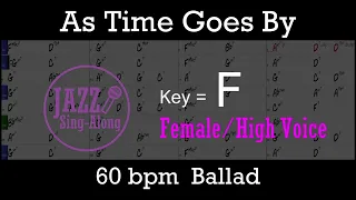 As Time Goes By - Backing Track with Intro + Lyrics in F (Female) - Jazz Sing-Along